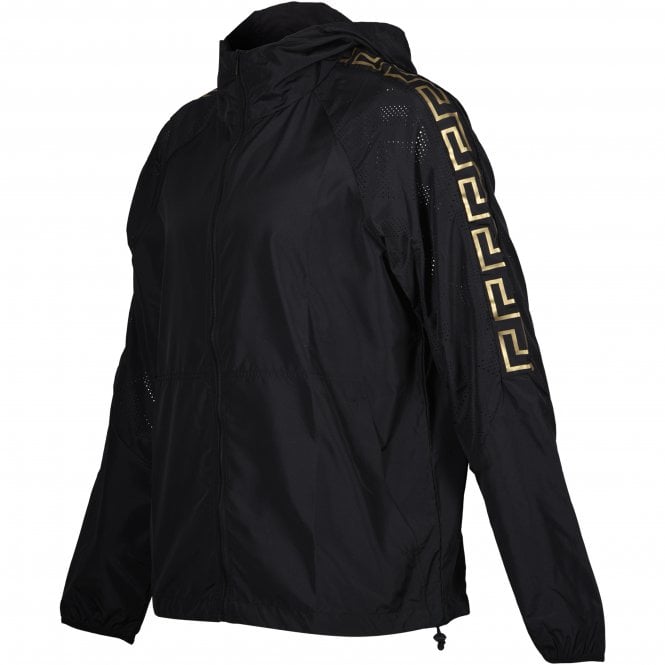 Iconic Logo Tape Technical Gym Hoodie, Black/gold-Versace-UNDERU