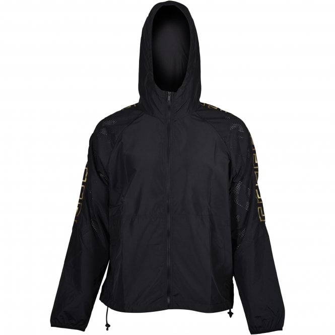 Iconic Logo Tape Technical Gym Hoodie, Black/gold-Versace-UNDERU