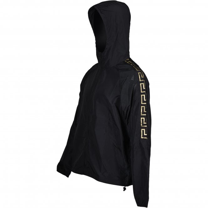 Iconic Logo Tape Technical Gym Hoodie, Black/gold-Versace-UNDERU