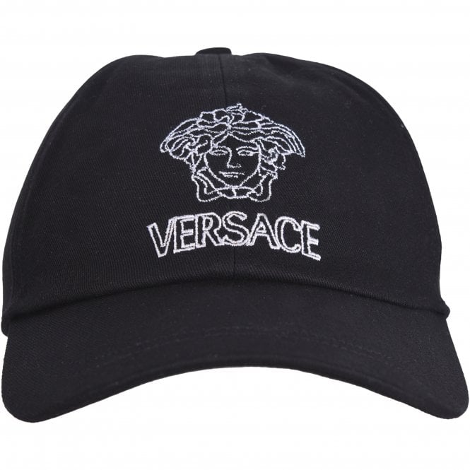 Versace-Medusa Logo Baseball Cap, Black/white-UNDERU