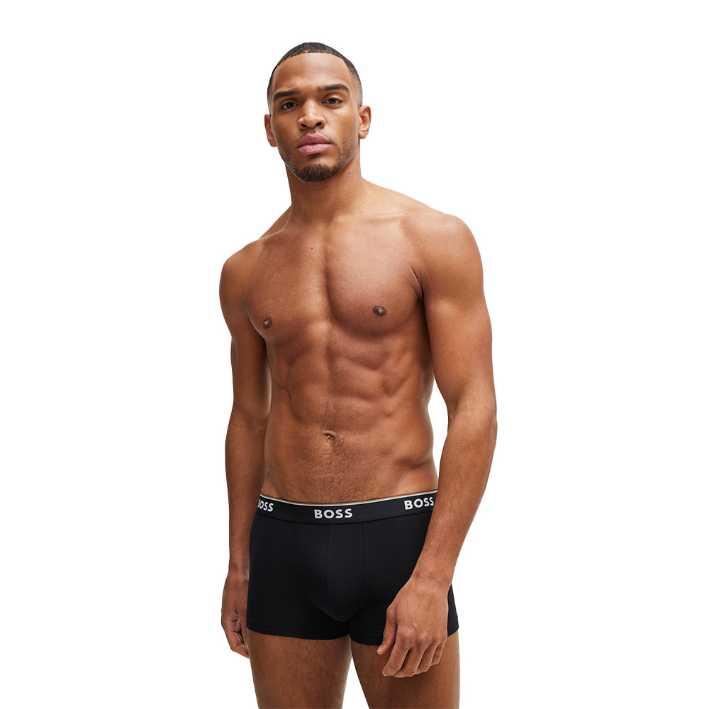 3-Pack Power Logo Boxer Trunks, Black/White/Grey-BOSS-UNDERU