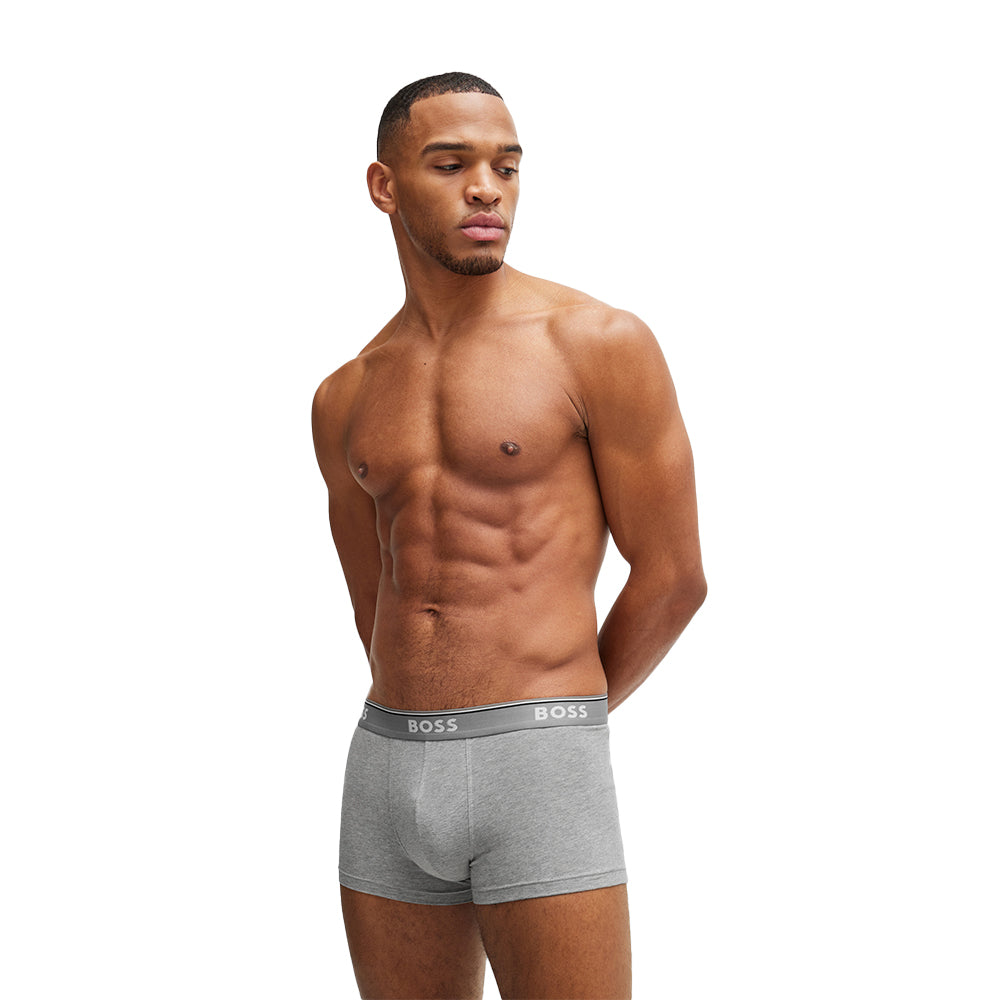 3-Pack Power Logo Boxer Trunks, Black/White/Grey-BOSS-UNDERU