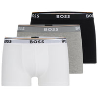 3-Pack Power Logo Boxer Trunks, Black/White/Grey-BOSS-UNDERU