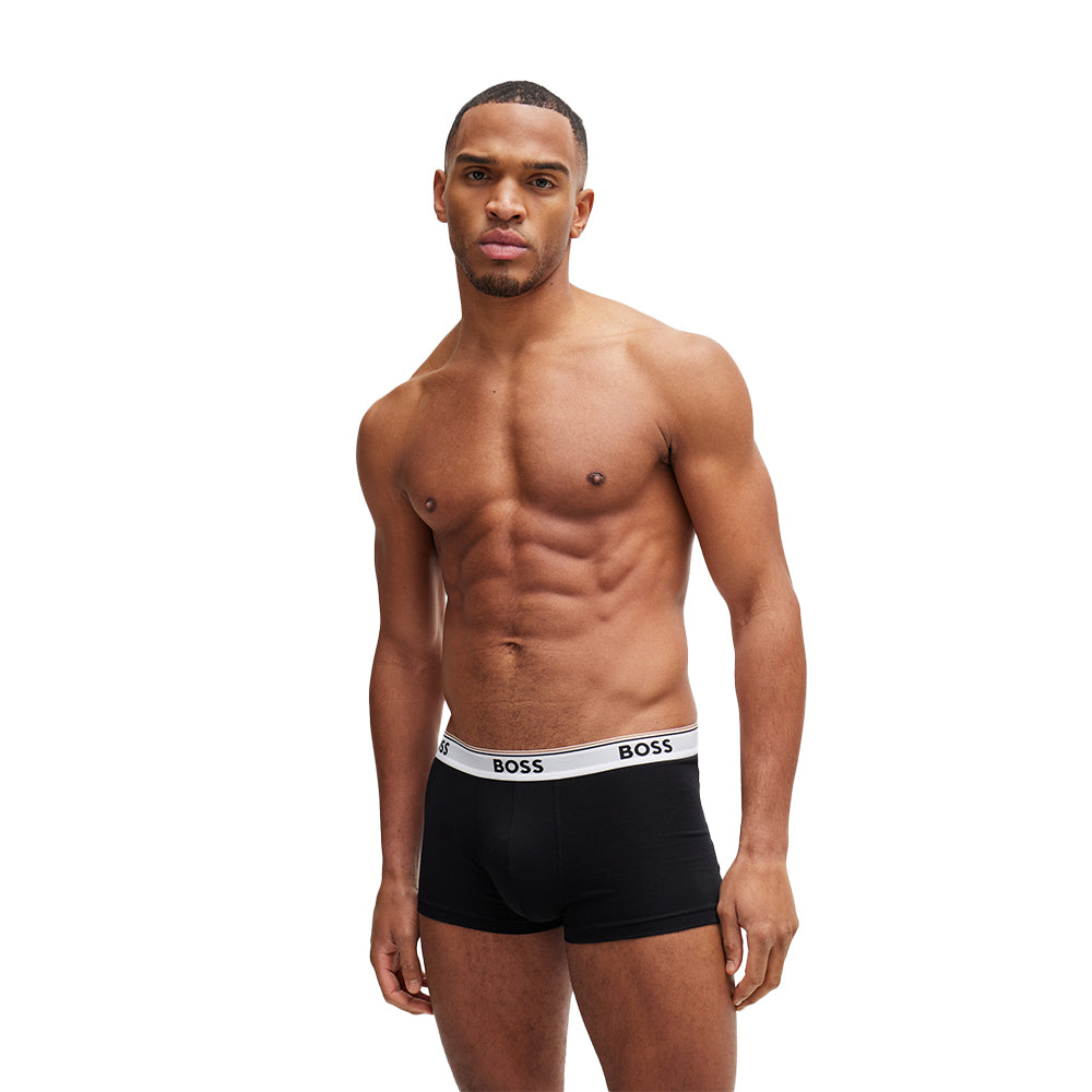 3-Pack Power Logo Boxer Trunks, Black-BOSS-UNDERU