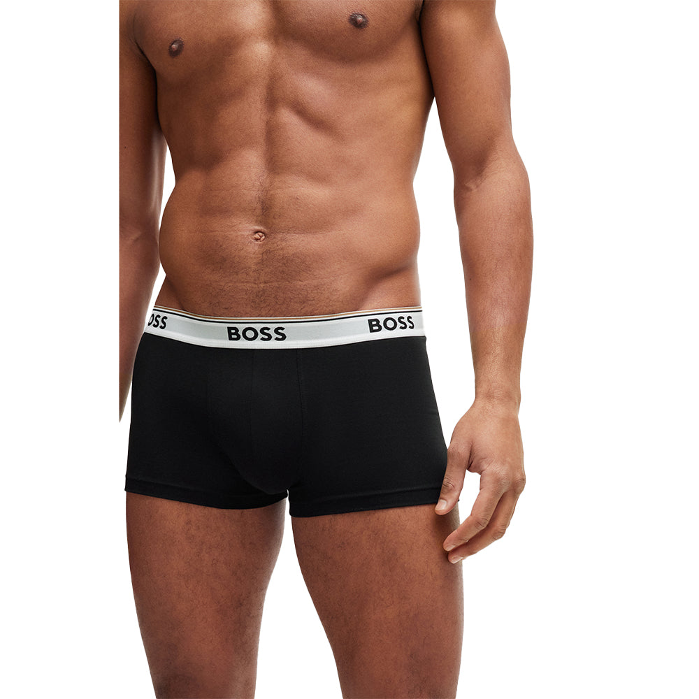 3-Pack Power Logo Boxer Trunks, Black-BOSS-UNDERU