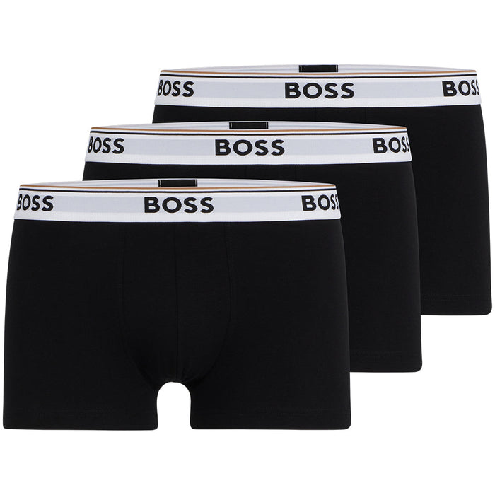 3-Pack Power Logo Boxer Trunks, Black-BOSS-UNDERU