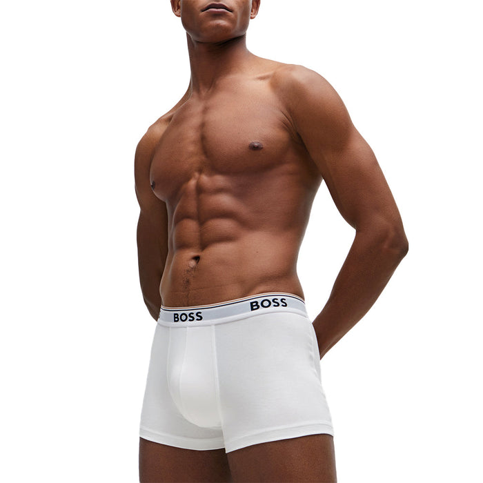 3-Pack Power Logo Boxer Trunks, White-BOSS-UNDERU