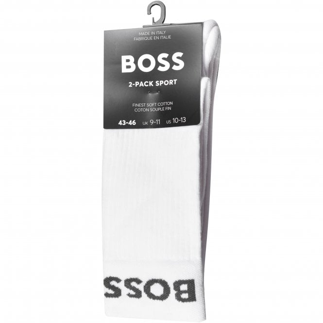 2-Pack Logo Sports Socks, White-BOSS-UNDERU