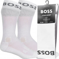 2-Pack Logo Sports Socks, White-BOSS-UNDERU