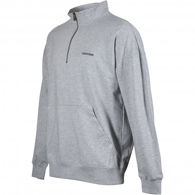 Embroidered Logo Qtr-Zip Track Jacket, Grey Heather-Calvin Klein-UNDERU