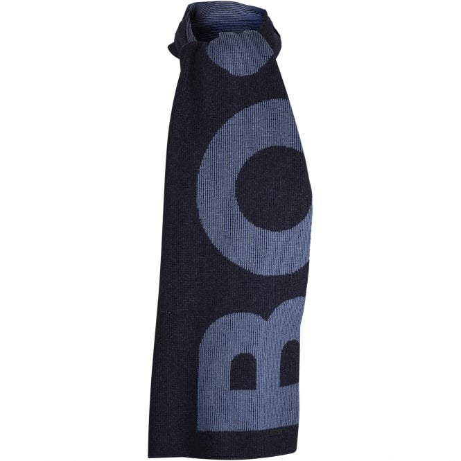 BOSS-Lamico Cotton Wool Scarf, Navy/blue-UNDERU