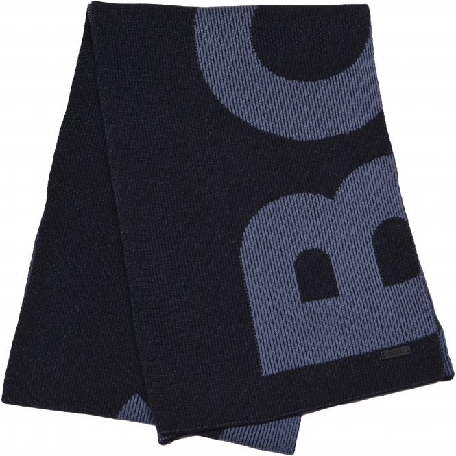 BOSS-Lamico Cotton Wool Scarf, Navy/blue-UNDERU