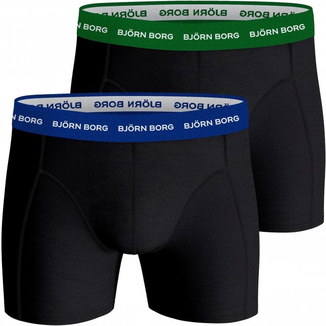 Bjorn Borg-2-Pack Contrast Waistband Boxer Trunks, Black-UNDERU