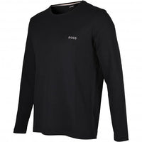 BOSS-Long-Sleeved Cotton-Blend T-Shirt, Black-UNDERU