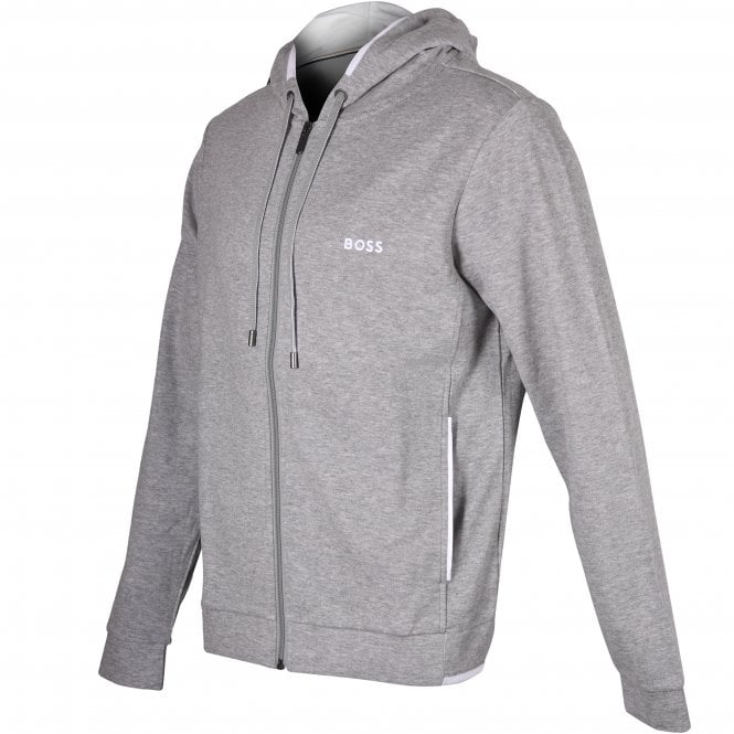 BOSS-Cashmere Zip-Thru Hooded Jacket, Medium Grey Melange-UNDERU