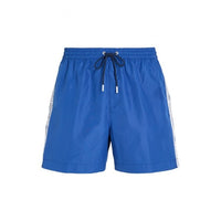 Calvin Klein-Logo Tape Swim Shorts, Mid Azure Blue-UNDERU