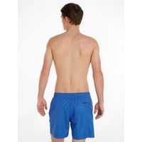 Calvin Klein-Logo Tape Swim Shorts, Mid Azure Blue-UNDERU