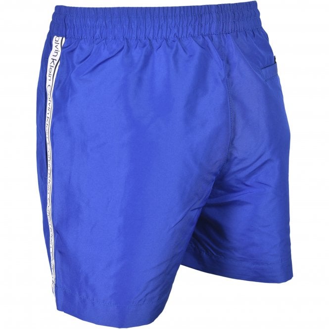 Calvin Klein-Logo Tape Swim Shorts, Mid Azure Blue-UNDERU