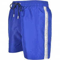 Calvin Klein-Logo Tape Swim Shorts, Mid Azure Blue-UNDERU