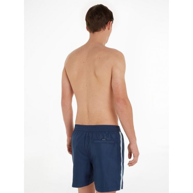 Calvin Klein-Logo Tape Swim Shorts, Navy-UNDERU