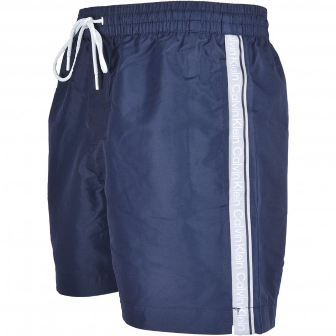 Calvin Klein-Logo Tape Swim Shorts, Navy-UNDERU