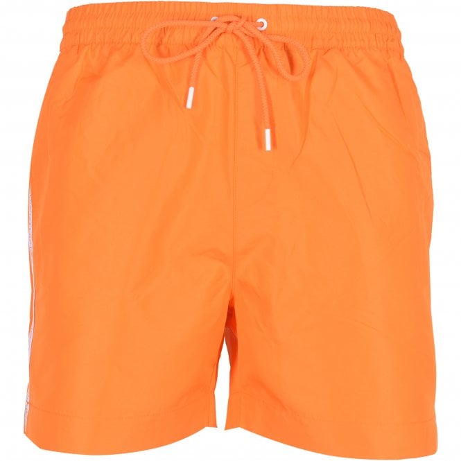 Calvin Klein-Logo Tape Swim Shorts, Sun Kissed Orange-UNDERU