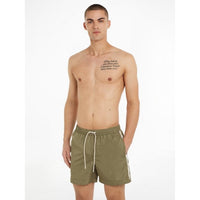 Calvin Klein-Logo Tape Swim Shorts, Delta Green-UNDERU