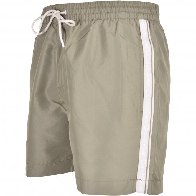 Calvin Klein-Logo Tape Swim Shorts, Delta Green-UNDERU