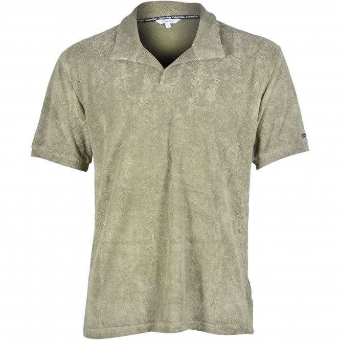 Calvin Klein-Towelling Polo Shirt, Delta Green-UNDERU