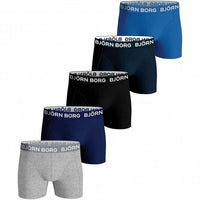 Bjorn Borg-5-Pack Classic Logo Boys Boxer Trunks, Black/Grey/Navy/Blue-UNDERU