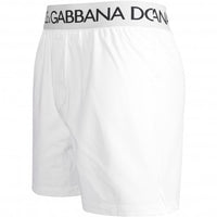 Dolce & Gabbana-Retro Logo Lounge Shorts, White-UNDERU