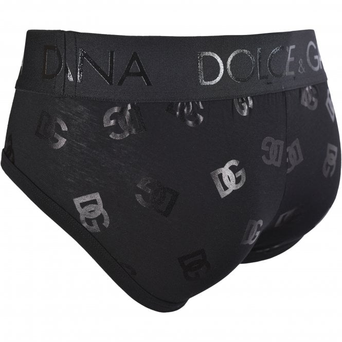 Dolce & Gabbana-Rubberised DG Logo Brando Brief, Black-UNDERU