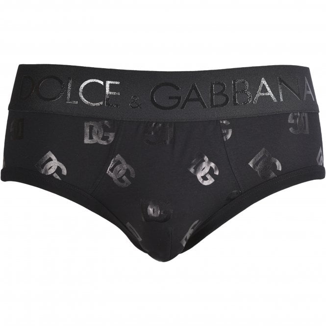 Dolce & Gabbana-Rubberised DG Logo Brando Brief, Black-UNDERU