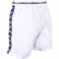 Dolce & Gabbana-DG Monogram Trim Lounge Shorts, White-UNDERU