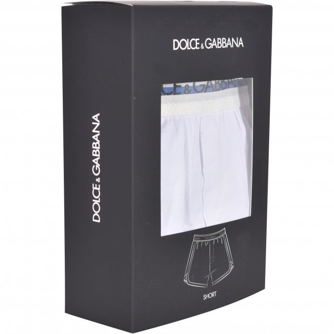 Dolce & Gabbana-DG Monogram Trim Lounge Shorts, White-UNDERU