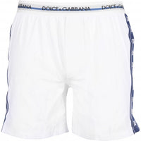 Dolce & Gabbana-DG Monogram Trim Lounge Shorts, White-UNDERU