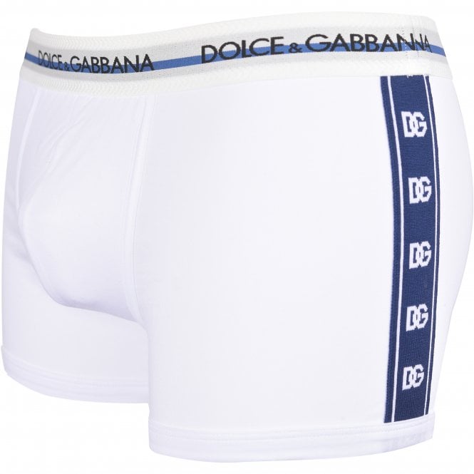 Dolce & Gabbana-DG Monogram Trim Boxer Trunk, White-UNDERU