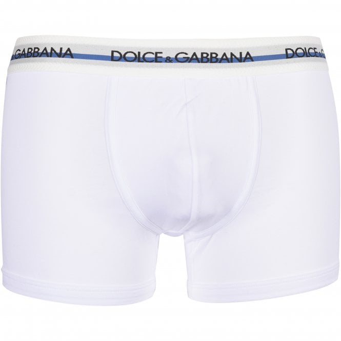 Dolce & Gabbana-DG Monogram Trim Boxer Trunk, White-UNDERU