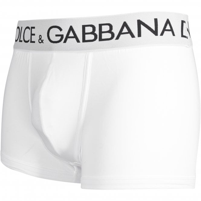 Dolce & Gabbana-Double Waistband Boxer Trunk, White-UNDERU