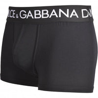 Dolce & Gabbana-Double Waistband Boxer Trunk, Black-UNDERU