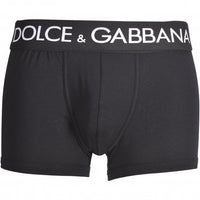 Dolce & Gabbana-Double Waistband Boxer Trunk, Black-UNDERU