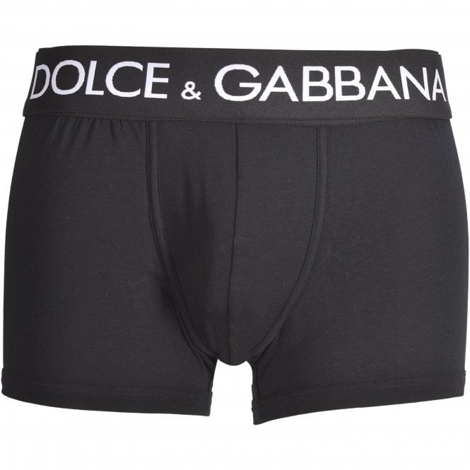 Dolce & Gabbana-Double Waistband Boxer Trunk, Black-UNDERU