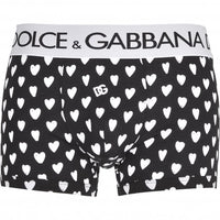 Dolce & Gabbana-2-Pack DG Hearts & Solid Boxer Trunks, Black/White-UNDERU