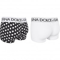 Dolce & Gabbana-2-Pack DG Hearts & Solid Boxer Trunks, Black/White-UNDERU