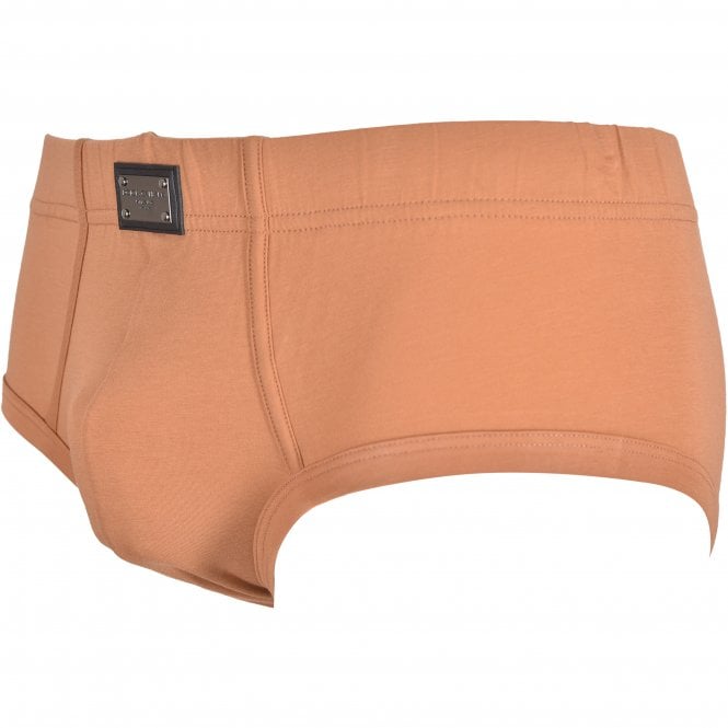 Dolce & Gabbana-Metal Plaque Logo Brando Brief, Caramel-UNDERU