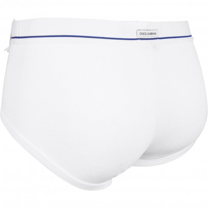 Dolce & Gabbana-Re-Edition Label Ribbed Brando Brief, White-UNDERU