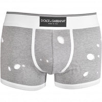 Dolce & Gabbana-Made In Italy Label Distressed-Look Boxer Trunk, Grey/white-UNDERU