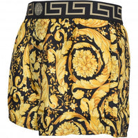 Versace-Iconic Barocco Button-Front Silk Boxer Short, Gold/black-UNDERU