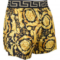 Versace-Iconic Barocco Button-Front Silk Boxer Short, Gold/black-UNDERU