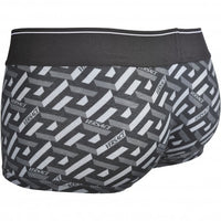 Versace-Optical Monogram Logo Print Boxer Trunk, Black/grey-UNDERU